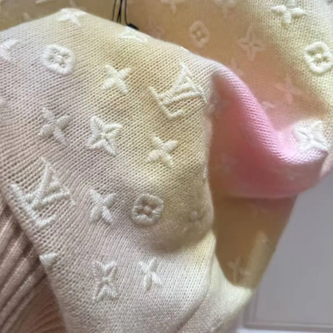 1AK0D1 3D Monogram Tie Dye Knit Top Pastel Yellow 100% Cashmere
