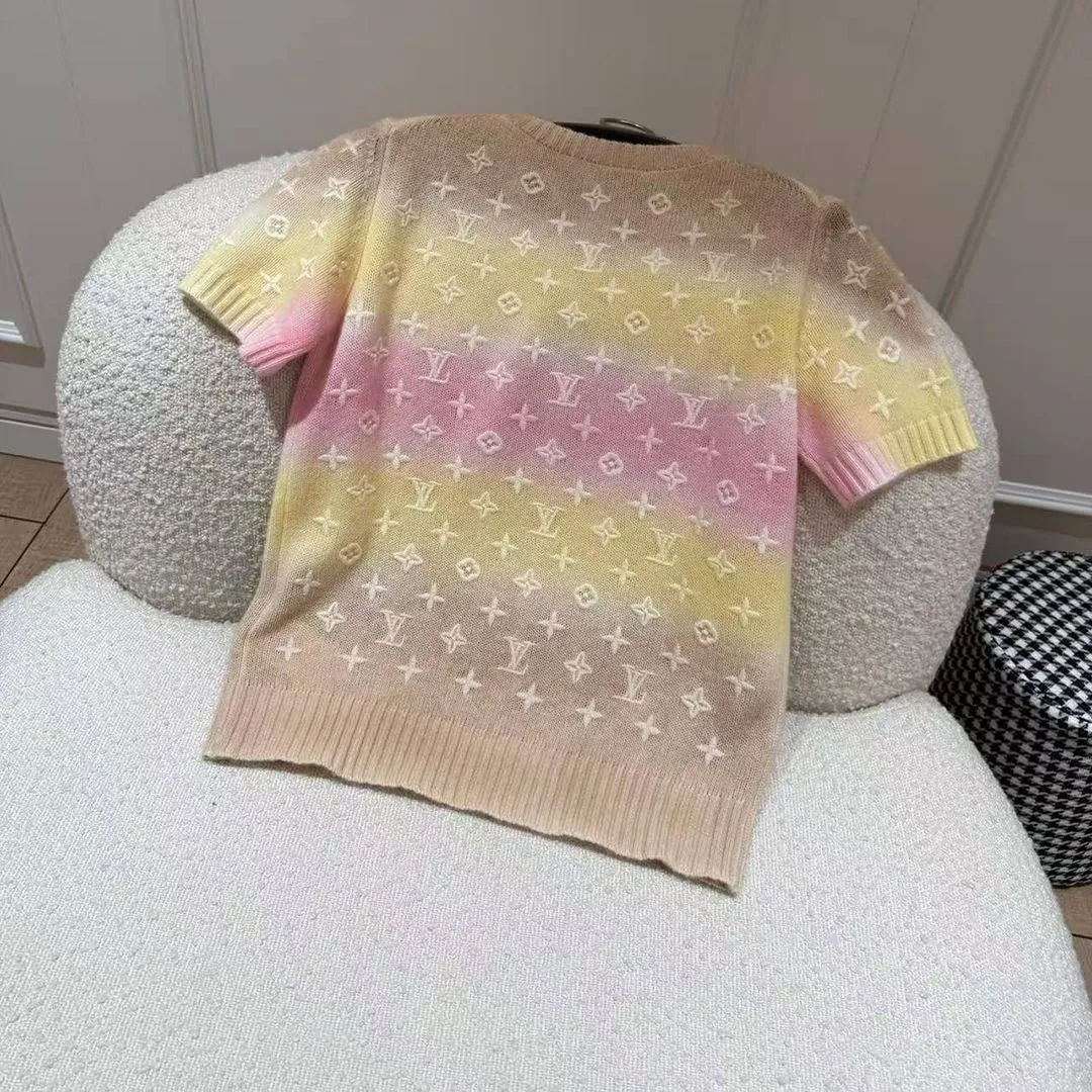 1AK0D1 3D Monogram Tie Dye Knit Top Pastel Yellow 100% Cashmere
