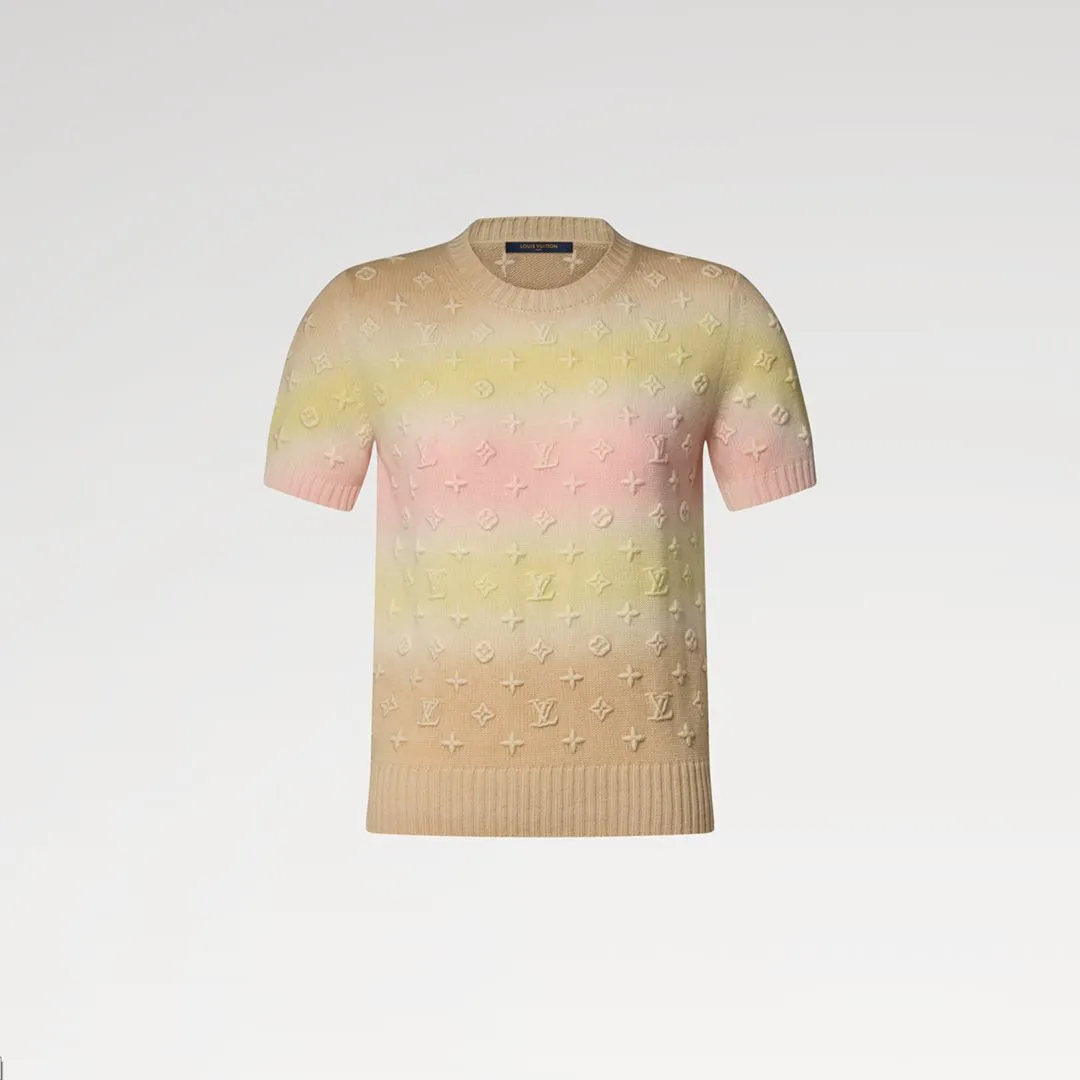 1AK0D1 3D Monogram Tie Dye Knit Top Pastel Yellow 100% Cashmere