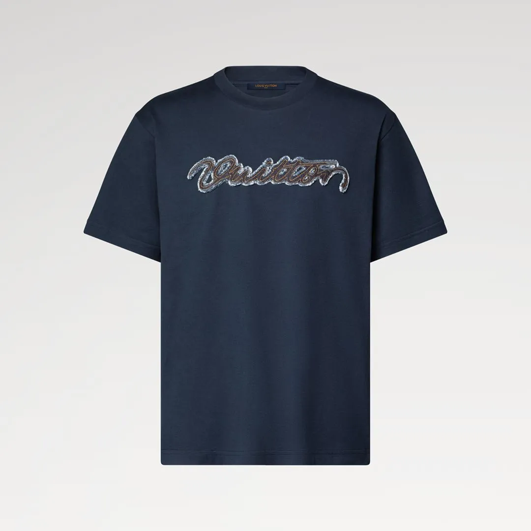 1AK7H9 Denim Signature T-Shirt Deep Navy 100% Cotton
