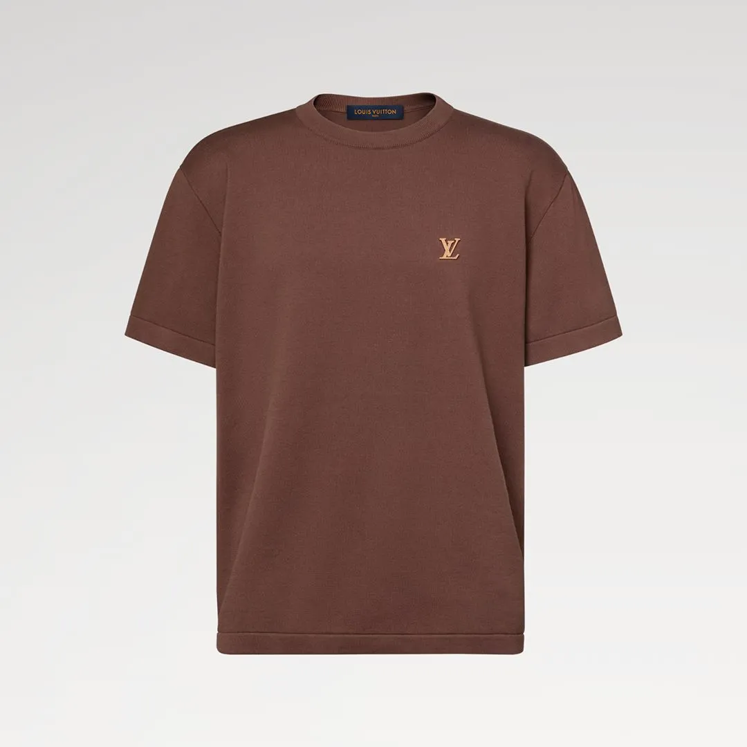 1AK714 Short-Sleeved Crewneck With Signature Brown 100% Cotton