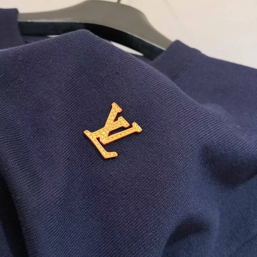 1AK70W Short-Sleeved Crewneck With Signature Deep Navy 100% Cotton