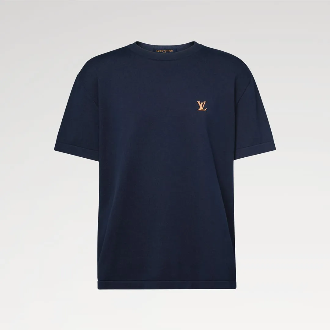 1AK70W Short-Sleeved Crewneck With Signature Deep Navy 100% Cotton