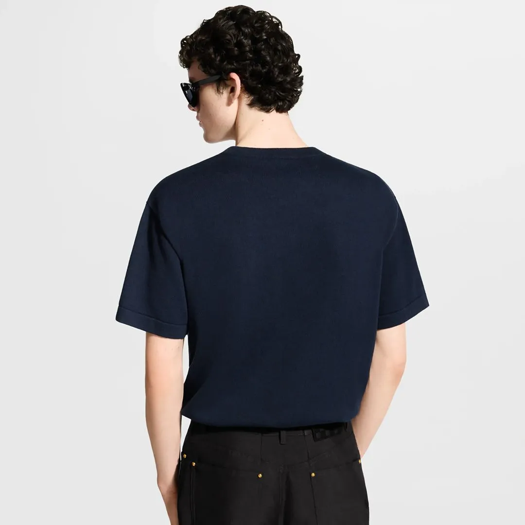1AK70W Short-Sleeved Crewneck With Signature Deep Navy 100% Cotton