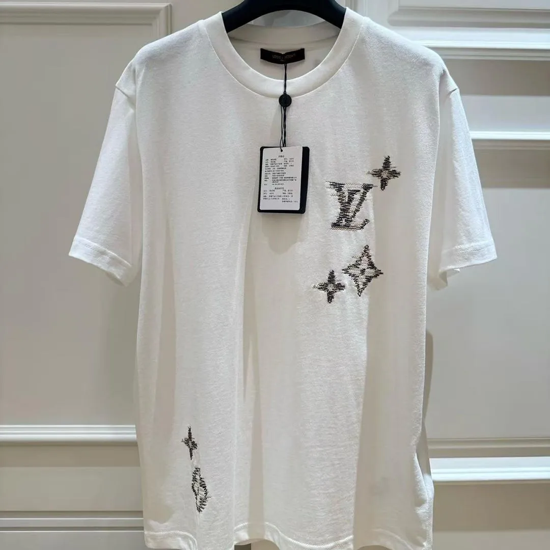 1AK7FX Embroidered Signature Short-Sleeved T-Shirt Milky White 100% Cotton