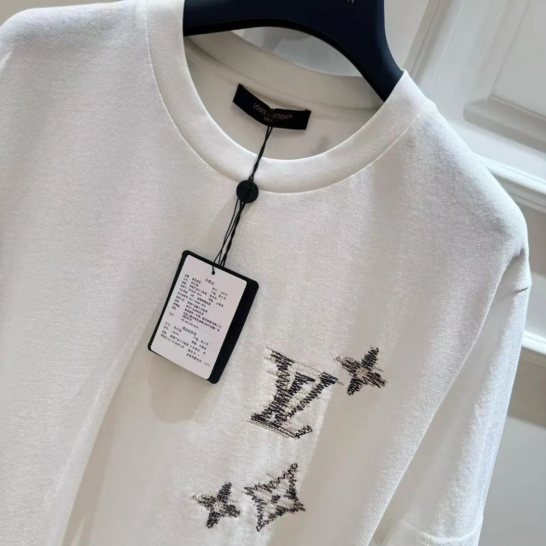 1AK7FX Embroidered Signature Short-Sleeved T-Shirt Milky White 100% Cotton
