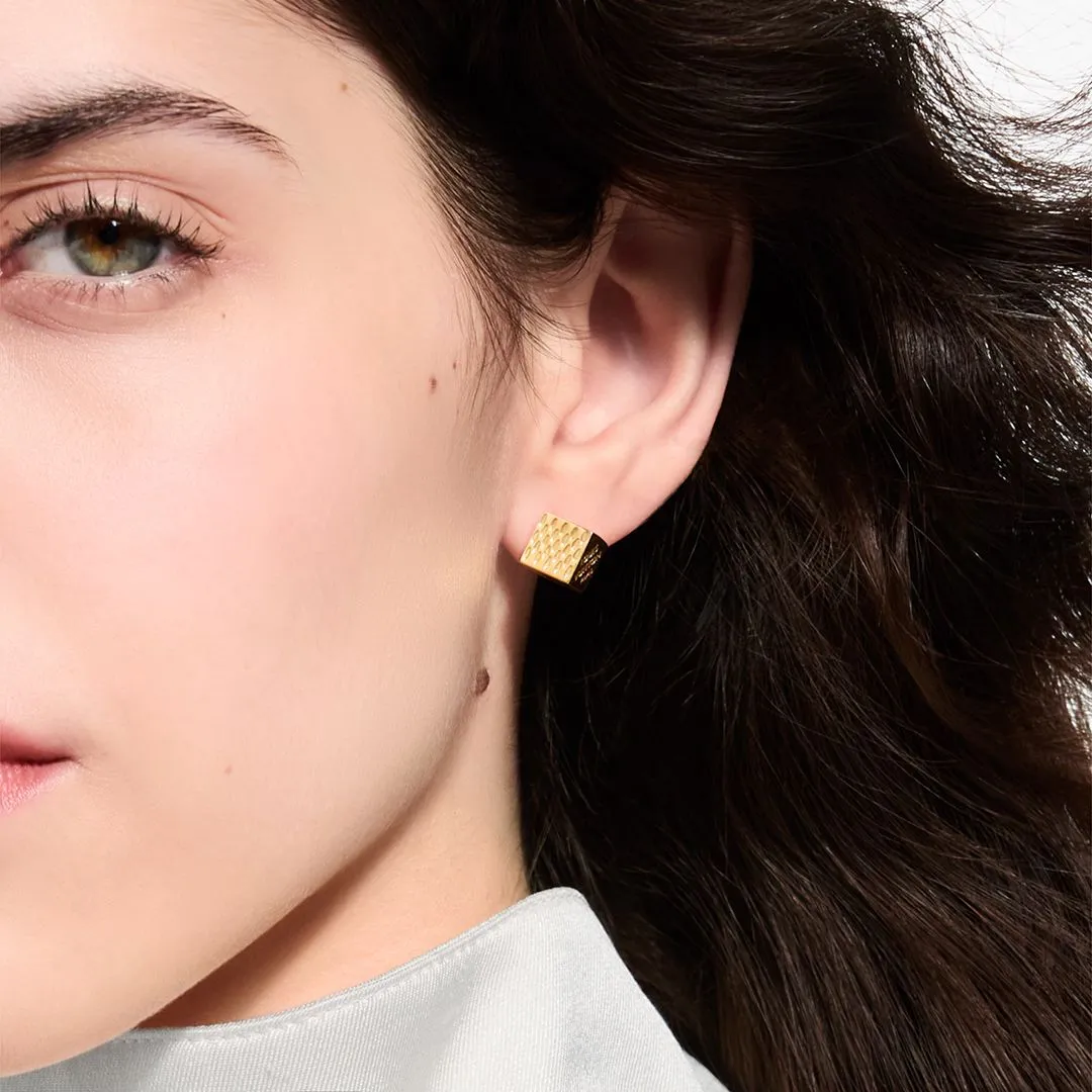 M04074 L.V Cube Earrings Gold-toned Metal
