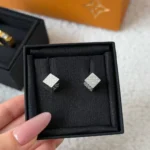 M04131 L.V Cube Earrings Silver Sterling Silver - M04074 1 M04131 L.V Cube Earrings Silver Sterling Silver